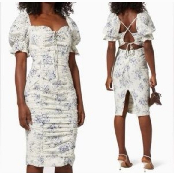 Lavish Alice Floral Puff Sleeve Dress Cutout Back 8